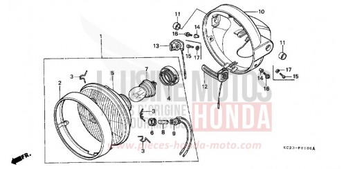 PROJECTEUR (E/ED/F/SD/SW) CM125CC de 1982